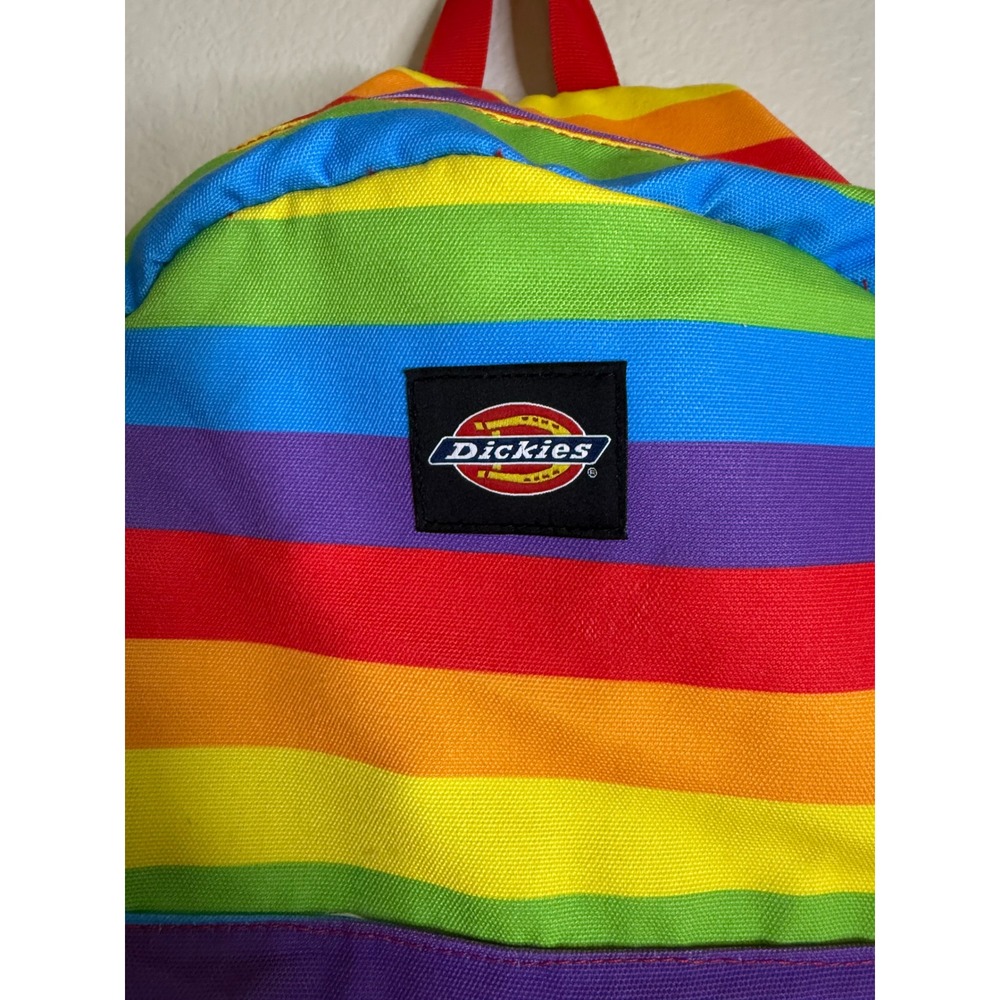 Dickies Unisex Large Backpack Colton Rainbow Striped Canvas Bag Festival School - Picture 3 of 8